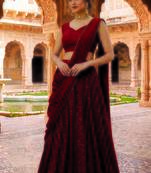 Dark red sequin Lehenga with choli and Dupatta