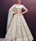 off white net embroidered Lehenga set