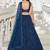 teal blue net embroidered Lehenga set