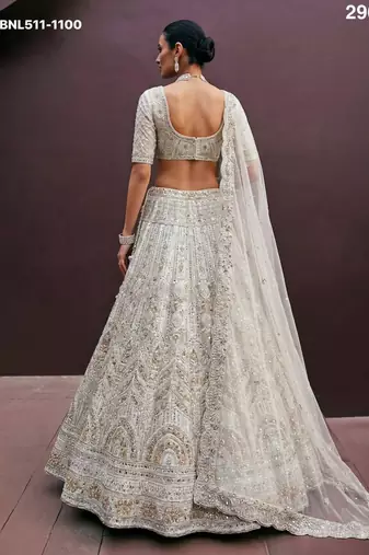 off white net embroidered Lehenga set
