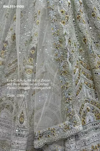 off white net embroidered Lehenga set