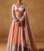 DUSTY CORAL SEQUINS & ZARI EMBROIDERED JIMMY CHOO DESIGNER WEDDING & PARTY WEAR FESTIVAL LEHENGA SET CHOLI FOR WOMEN'S