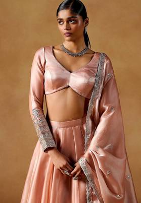dusty coral sequins zari embroidered jimmy choo wedding lehenga choli 3
