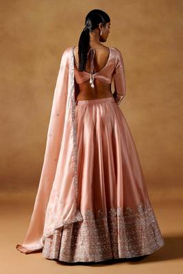 dusty coral sequins zari embroidered jimmy choo wedding lehenga choli 4