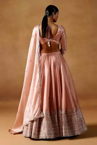 dusty coral sequins zari embroidered lehenga set choli
