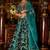 TURQUOISE SEQUINS & ZARI EMBROIDERED VELVET DESIGNER WEDDING PARTY WEAR FESTIVAL SEMI STITCHED LEHENGA CHOLI FOR WOMEN'S