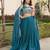 teal blue silk blend plain Lehenga set