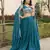 teal blue silk blend plain Lehenga set