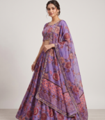 Purple Taby Silk Hand Embroidered Lehenga Set