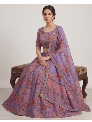 Purple Taby Silk Hand Embroidered Lehenga Set 3