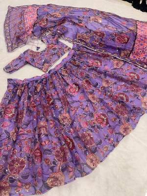 Purple Taby Silk Hand Embroidered Lehenga Set 4