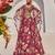 Wine Printed Raw Silk Cape Lehenga Set