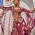 Wine Printed Raw Silk Cape Lehenga Set