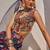 Navy Blue Printed Raw Silk Lehenga Set