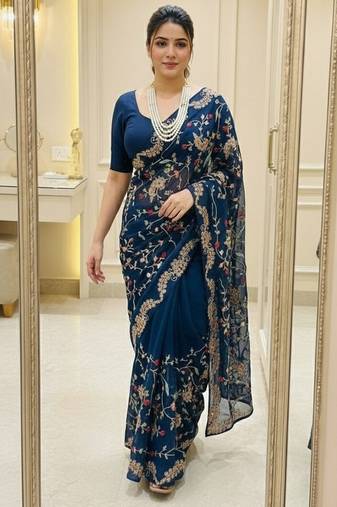 Womens new trendy party wear wedding collection silk saree
