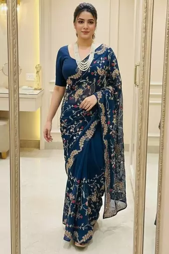 Womens new trendy party wear wedding collection silk saree