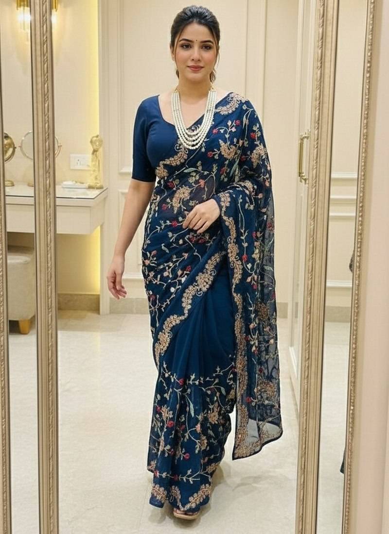 Womens new trendy party wear wedding collection silk saree