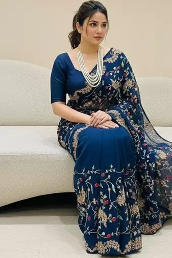 Womens party wear wedding collection silk saree