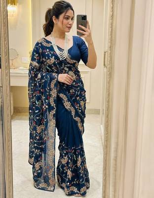 Womens party wear wedding collection silk saree 3