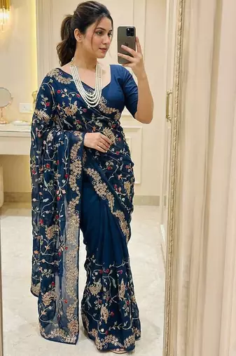 Womens party wear wedding collection silk saree