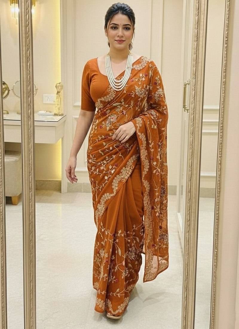 Womens new trendy party wear wedding collection silk saree