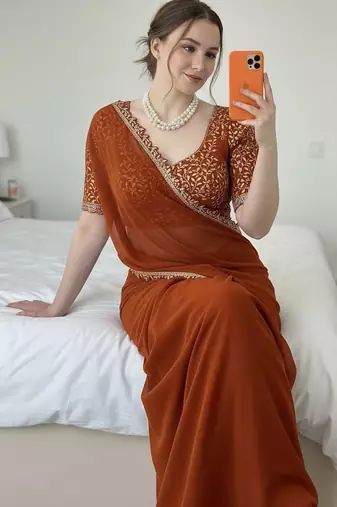 Womens new trendy party wear wedding collection silk saree