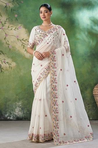 Womens new trendy party wear soft crush silk saree
