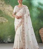 Womens party wear soft crush silk saree