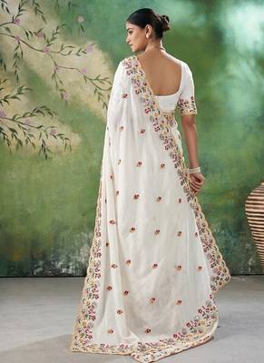 Womens party wear soft crush silk saree 3