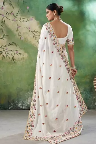 Womens party wear soft crush silk saree