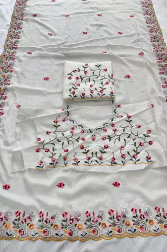 Womens party wear soft crush silk saree