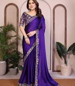  party wear soft sattin chiffon saree