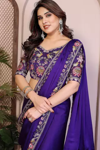 party wear soft sattin chiffon saree