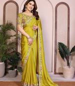  party wear soft sattin chiffon saree