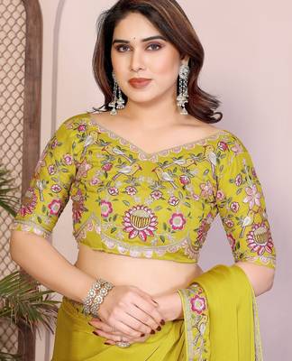 party wear soft sattin chiffon saree 2