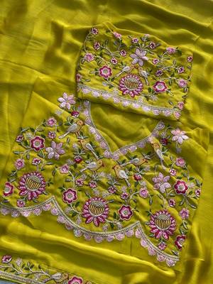party wear soft sattin chiffon saree 4