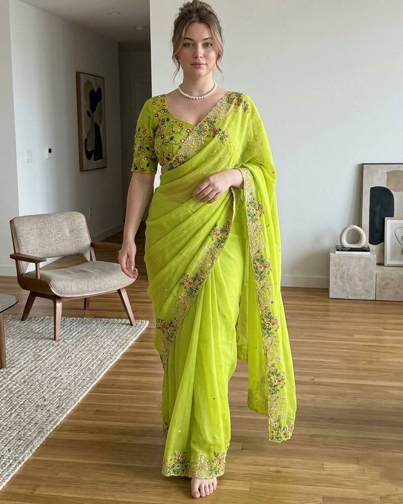 New stylish trendy party wear saree