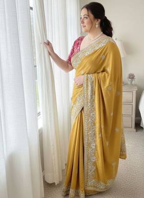 party wear soft sattin chiffon saree 3