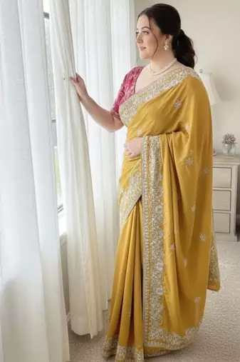 party wear soft sattin chiffon saree
