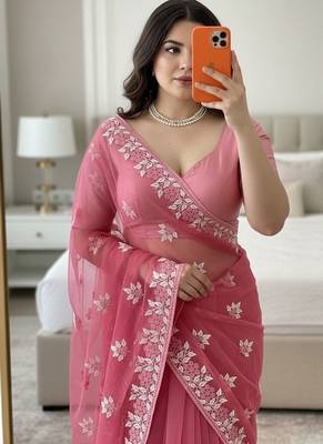 party wear soft net saree 2