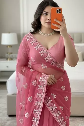 party wear soft net saree