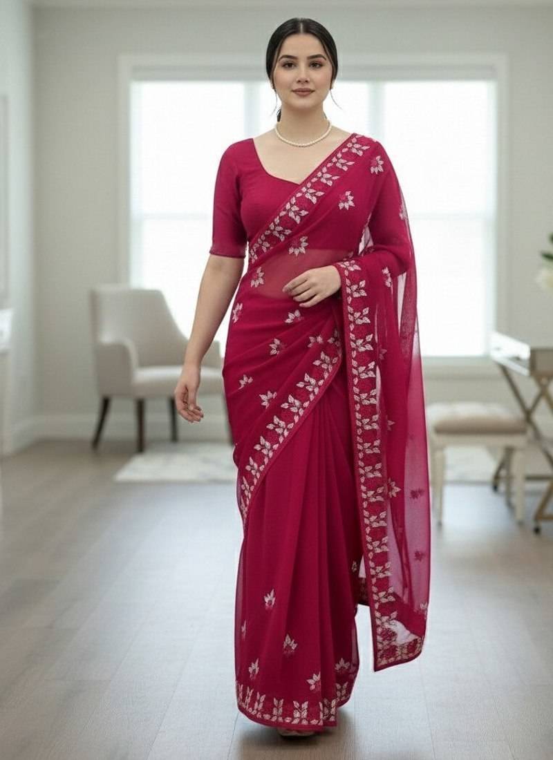 Womens latest stylish party wear soft net saree