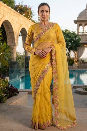 New womens latest party wear soft chiffon silk saree
