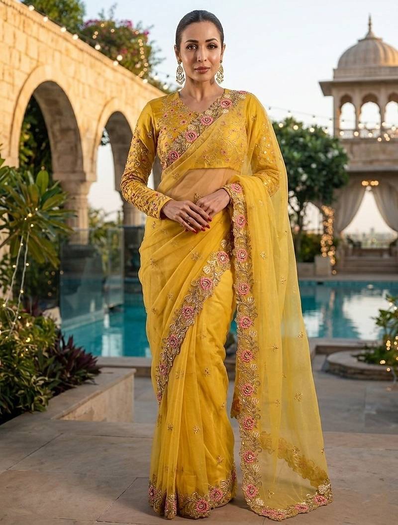 New womens latest party wear soft chiffon silk saree