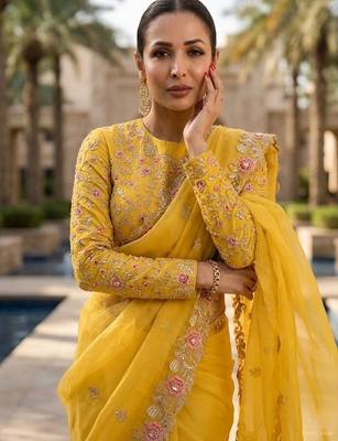 party wear soft chiffon silk saree 2