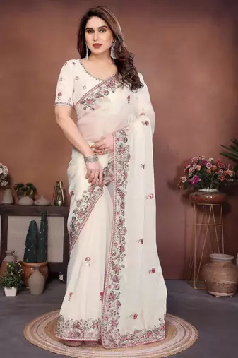  party wear soft chiffon silk saree