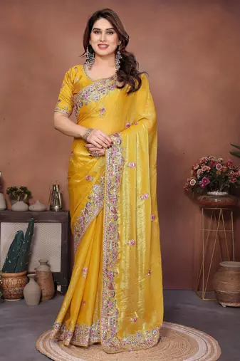 New womens latest party wear soft chiffon silk saree