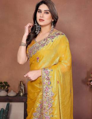 party wear soft chiffon silk saree 2
