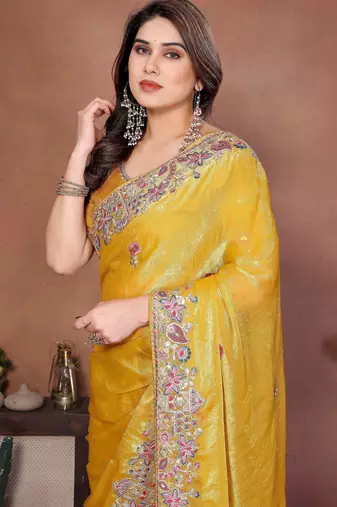 party wear soft chiffon silk saree
