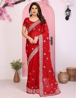 party wear soft chiffon silk saree 1